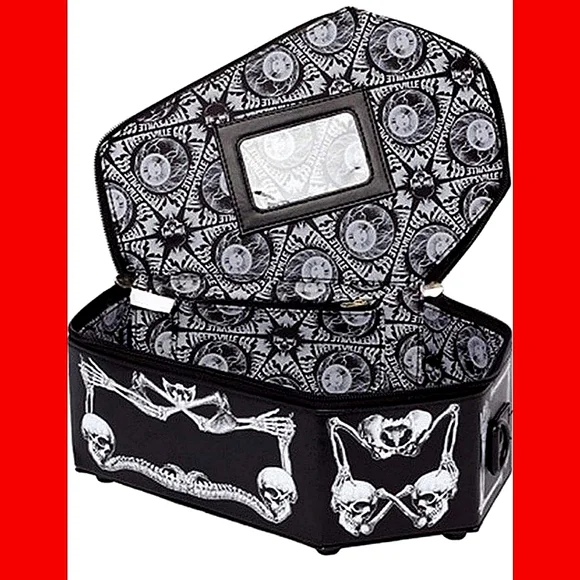 Amazing Skeleton Coffin Casket Handbag with Bone Accessory - Picture 2 of 8